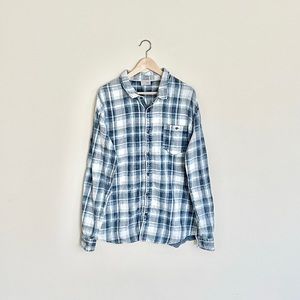 Silverlake Plaid Casual Button Down Blue White Shirt Men’s size XXL